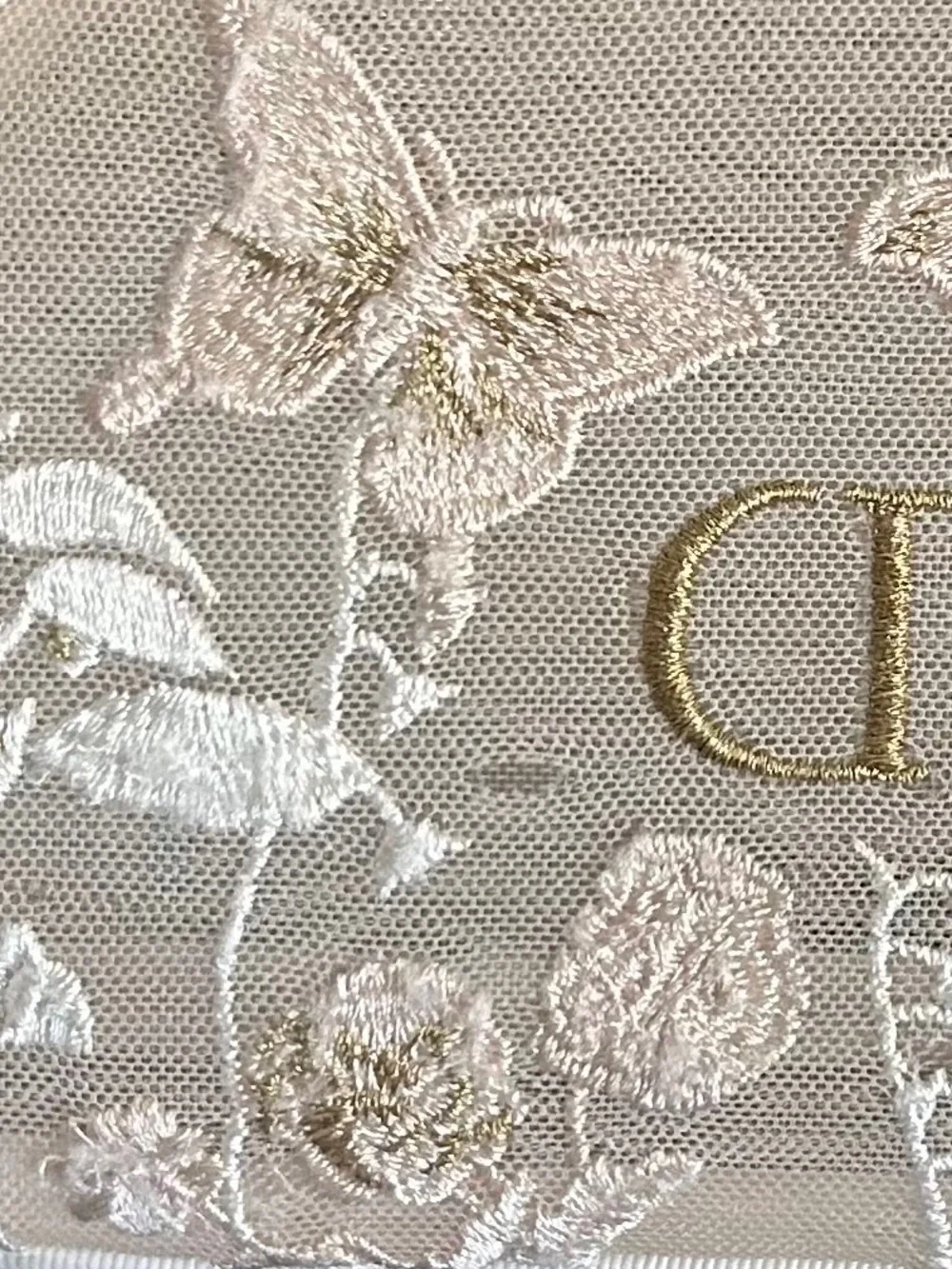 DIOR Embroidered Butterfly Floral Makeup Pouch - Cream - Picture 5 of 9